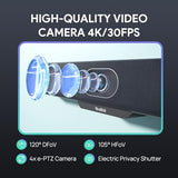 Yealink Video Conference Camera, 4K Webcam, 120° Ai Auto Framing, 8 Microphone Arrays & Speaker Tracking