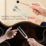 Tuning Forks for Sound Healing Set – 128Hz, 136.1Hz, 256Hz & 384Hz Weighted & Unweighted Aluminum Alloy Tuning Forks with Activator & Travel Pouch for Meditation, Yoga & Chakra Healing