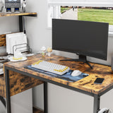 Computer Desk with Power Outlet & Storage Shelves, Study Writing Table