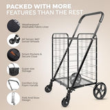 Rust‑Proof Steel Frame, 70 lb Capacity – Portable Grocery, Laundry & Travel Cart