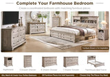 Queen Size Bed Frame 2 Drawer & 4 Storage Rack Headboard Charging Station | Farmhouse 54"Tall Storage Headboard