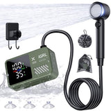 IGRL Portable Shower for Camping, Powerful 10L/Min Water Flow, Rechargeable Shower Pump with Bath Sponge, 4 Spray Modes, IPX8 Waterproof, 7800mAh Battery, Ideal for Hiking, Travel, Car Wash, Pet