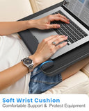 Portable Lap Desk, Laptop Stand for Bed with Soft Wrist Rest, Tablet/Phone Slot, Fabric Handle