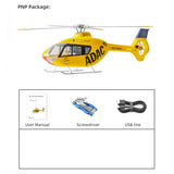 MechPuConToy GPS RC Helicopter Model, FLYWING EC135 470-Class 2.4G 6CH 4 Detachable Propellers RC Simulation Helicopter Model with H1 Flight Controller and Return-to-Home (PNP Version)