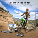 Laptop Docking Station, Docking Station 3 Monitors with 2* DP+HDMI, 4K@144Hz,130W PD Charger, USB-C/A 10Gb, 3* USB-A 5Gb, Audio
