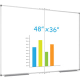 JILoffice Magnetic Foldable White Board 48 x 36 Inches, Dry Erase Whiteboard, Silver Aluminum Frame with 2 Detachable Marker Tray Wall Mounted Board for Office Home and School JILoffice