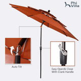 PHI VILLA Outdoor Table Chairs Set w/Umbrella, 5pc Patio Metal Furniture
