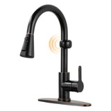Touchless Kitchen Faucet Motion Sensor - Activated Smart Hands Free Kitchen Faucets with Pull Down Sprayer Single Handle Kitchen Sink Faucet, Oil Rubbed Bronze