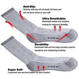 Sunew 6 Pairs Women Wicking Viscose Made from Bamboo Socks,Athletic Indoor Sport Running Workout Crew Cushioned Wicking Moisture Hiking Cycling Work Bamboo Fiber Socks Grey S