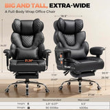 COMHOMA Big and Tall Office Chair with Upgrade Footrest, Heavy Duty Gaming Chair High Back Executive Chair with Spring Lumbar Support for Lower Back Pain Relief, 150°Reclining Adjustable Armrests