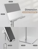 ODOSOLA Tablet Stand Height Angle Adjustable, Eye-Level Desktop iPad Stands Tablet Holder for Home Office, Cradle Dock for iPad Pro 12.9, Air Mini 4, Kindle, E-Reader, Nexus, iPhone (4-13'') Silver