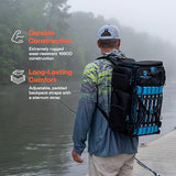 Evolution Fishing Drift Series 3700 Tackle Backpack with QuikLatch System & 2 Rod Holders – Blue, Heavy Duty Fishing Backpack w/ 6 Tackle Trays