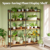 Huuger 5 Tier Bookshelf, Display Bookshelf with 10 Open Shelves and Raised Baffle