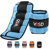 VBSD Adjustable Ankle Weights for Men Women, 10lb 1 Pair Leg Weight Straps, Weighted Ankle Weights Set, 1-5 lbs Each Ankle, 1 Pair 2-10 lbs, Blue