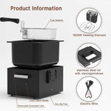4.9 Liters/20 Cups 1800W Large Electric Deep Fryer with 3 Frying Baskets, Adjustable Temperature,View Window Lid,Countertop Stainless Steel Body Deep Fryer Pot, Fry Fish for Home Use