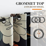 Tyrot Black Boho Floral 100% Blackout Curtains for Bedroom 72 inch Long 2 Panels Mid Century Botanical Black Out Curtains for Living Room Grommet Thermal Insulated Room Darkening Window Drapes,52Wx72L