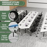 Folding Conference Table 47.2",Conference Room Table with Wheels T Shaped Modern Meeting Table for Office