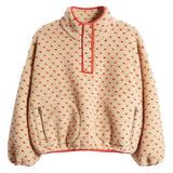 Talakeno Womens Fleece Sweatshirt Half Zip Sherpa Pullover Jackets Warm Long Sleeve Vintage Hiking Coat with Pockets(Red,XL)
