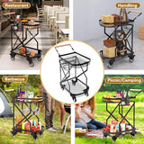 2-Tier Foldable Shopping Cart with Wheels for Groceries, Grocery Store Cart with 360° Rolling Swivel Wheels