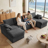 142" Upgraded Boneless Couch with Storage, Modular Sectional Couches for Living Room