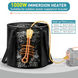 Thallike Portable Hot Shower for Camping Shower Tent Kit, 1000W Immersion Heater, Rechargeable Camping Shower Pump, Pop Up Shower Tent with 6.6 Gallons Folding Bucket for Adults Outdoor