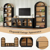 3-Piece Retro TV Stand for TVs Up to 70", Two-Tone Wood Grain