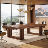 8FT Conference Table for 10 People, 94.5" W Large Meeting Table with 2 Cable Grommet, Business Style Seminar Boardroom Podcast Tables