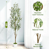 Waipfaru Artificial Olive Tree, 6FT Tall Faux Olive Trees with Planter & Basket, Artificial Plants Indoor with Natural Wood Trunk and Realistic Fruits for Home Decor Office Living Room