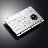 PYGFDCI 24-Key Stainless Steel Wired USB Industrial Metal Keyboard with Integrated Trackball for Harsh Environments and Industrial Use