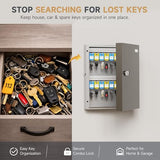 32 Key Lock Box - Wall Mounted Key Cabinet with 3-Digit Combination Lock & Backup Key