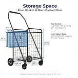 Folding Shopping Cart with Waterproof Liner & 360° Swivel Wheels | Collapsible Grocery Cart for Easy Transport
