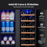 Yeego 24 Inch Wine and Beverage Cooler with 60 Cans and 20 Bottles