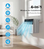 AKIRES U-Shaped Window Air Conditioner, 10,000BTU Air Conditioner Window Unit, Cools up to 450 Sq. Ft, Window AC with Cool, Fan, Dry, Sleep, Energy Saver, and Auto,6 Modes,24H Timer,Home,Office