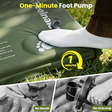 Feelnais Camping Sleeping Pad, Built-in Foot Pump Inflatable Sleeping Pads, Memory Foam Mattress with Pillow, 4 Season Camping Mattress Pad, Camping Essentials Gear for Tent, Car, Hiking - Green