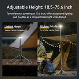 Telescopic Camping Light Collapsible 800 Lumens IP65 Waterproof Smart Remote Magnetic Base USB Rechargeable Battery Adjustable Height for Outdoor Adventure Hiking Emergency Lighting