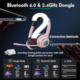 Wireless Headsets with Microphone, Ultra Lightweight& 50+ Playtime, Wireless Headset for Cell Phones