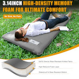 Self Inflating Sleeping Pad with Electric Pump, 3.14" Ultra-Thick Memory Foam Camping Mattress Pad with Pillow Fast Inflating in 30s,9.5 R-Value Insulated Camping Pad for Camping Car Travel, LightGrey