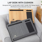 Home Office Lap Desk with Built-in Mouse Pad, Wrist Rest & Phone Holder, Portable Laptop Stand with Cushion