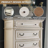 Signature Design by Ashley Realyn Dresser Chest Of Drawers, Two‑Tone Cottage Style Bedroom Dresser With Smooth‑Gliding Drawers, Wood Construction For Kids And Adult Bedrooms, Chipped White