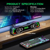 Speakers for Desktop, Dynamic Multi-Layer RGB Lighting Gaming PC Speaker with Deep Bass