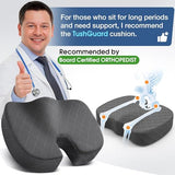 TushGuard Seat Cushion - Memory Foam Cushion for Office Chair, Car Seat, Airplane, Bleacher - Sciatica & Hip & Coccyx Pain Relief Desk Chair