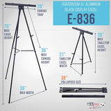 High Boardroom XL Black Aluminum Flip Chart Easel & Presentation Stand - Adjustable Floor/Tabletop
