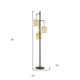 HomeRoots 72" Bronze Three Light Traditional Shaped Floor Lamp with Beige Drum Shade