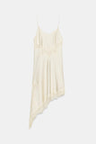 Women's Satin Lace Dress Asymmetric Cocktail Mini Dress Layering Essentials Elegant Dresses Date Night Outfits(White,M)