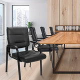 JupiterForce Waiting Room Chairs, Leather Office Reception Guest Chair No Wheels with Padded Arms Rest , Black