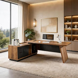 SAINTCY Executive Desk with Locking Drawer, 71"-78" L Shaped Desk