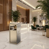 Gold Commercial Trash Can - 42L Heavy Duty Stainless Steel Garbage Bin with Lid & Liner