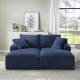 KEIKI Compressible Double Chaise Lounge with Cupholders, Cozy Corduroy Sleeper Loveseat for Bedroom or Reading Nook, Boneless Chaise Lounge Indoor with Supportive Spring Cushions, No Assembly