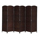 VINGLI 6-Panels Tall Rattan Room Divider, 6 FT Folding Privacy Screen, Indoor Partition Wall Dividers
