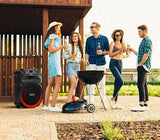 Dolphin SP-18RBT BoxParty Portable Bluetooth Speaker - 18" Woofer, Wireless Microphone, Deep Bass & LED Lights w/ USB SD, AUX, Guitar & 12V Inputs - Rechargeable Huge Party Speaker W/ Trolley & Wheels